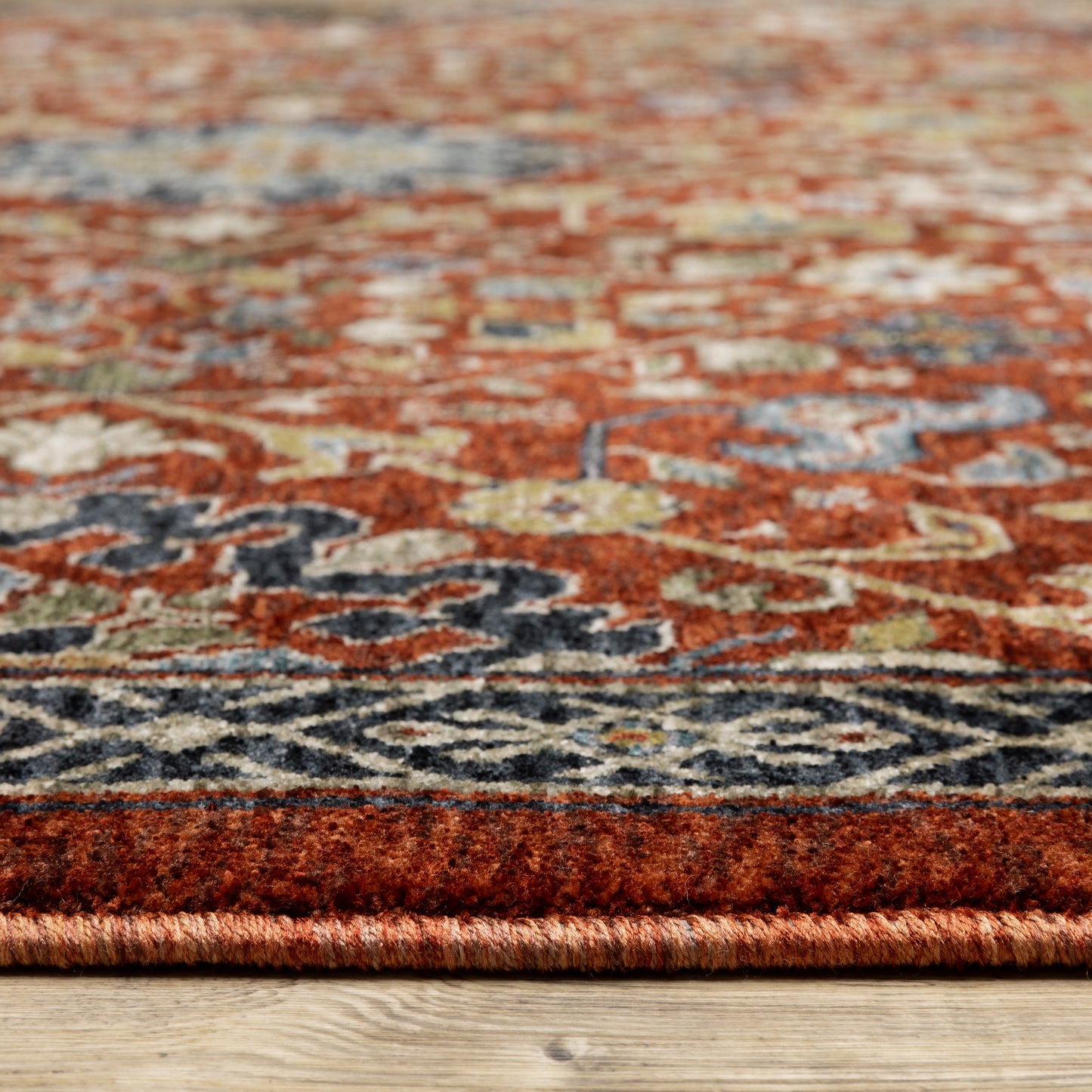 Aberdeen Floral Red/ Multi Oriental Cut Pile Rug