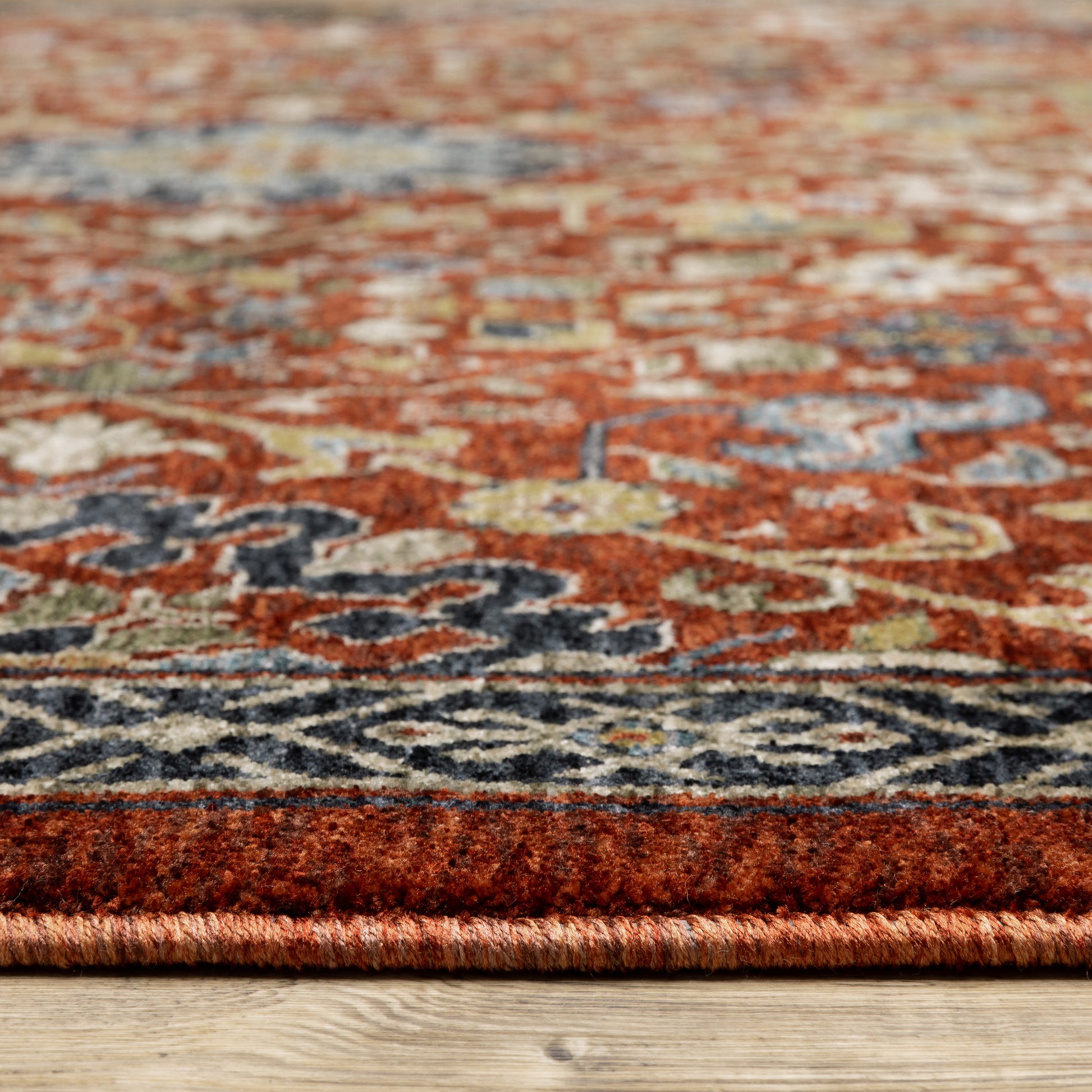Aberdeen Floral Red/ Multi Oriental Cut Pile Rug