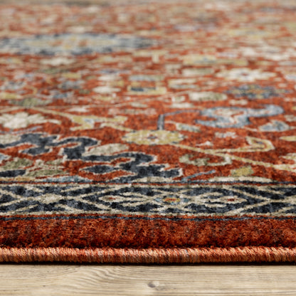 Aberdeen Floral Red/ Multi Oriental Cut Pile Rug