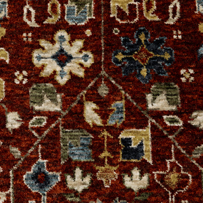 Aberdeen Floral Red/ Multi Oriental Cut Pile Rug