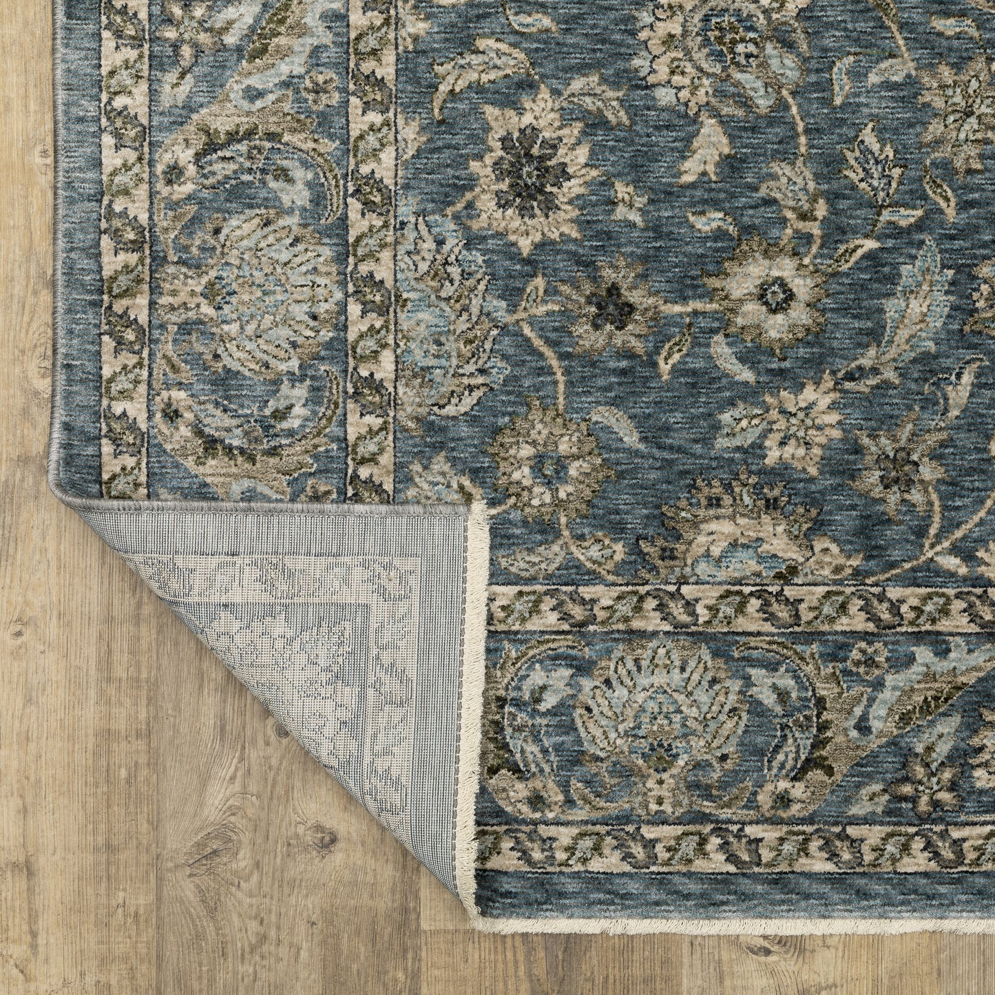 Aberdeen Floral Blue/ Beige Oriental Cut Pile Rug