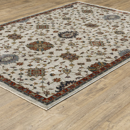 Aberdeen Floral Ivory/ Multi Oriental Cut Pile Rug