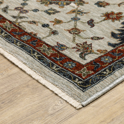 Aberdeen Floral Ivory/ Multi Oriental Cut Pile Rug