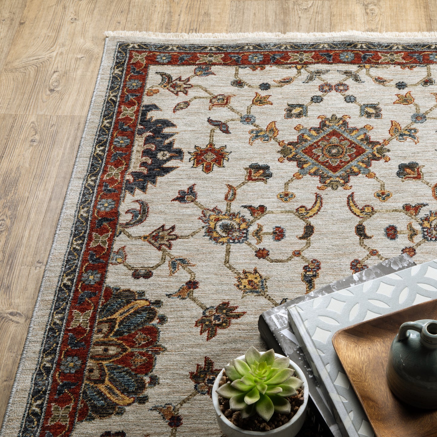 Aberdeen Floral Ivory/ Multi Oriental Cut Pile Rug