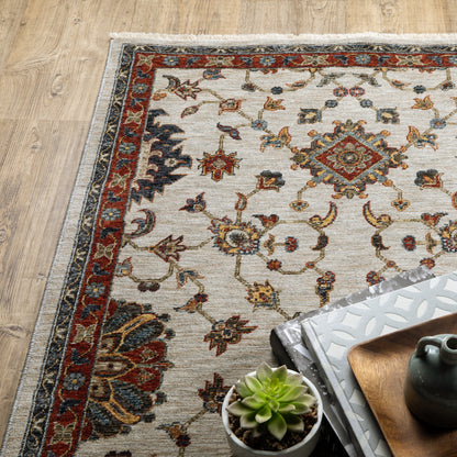 Aberdeen Floral Ivory/ Multi Oriental Cut Pile Rug