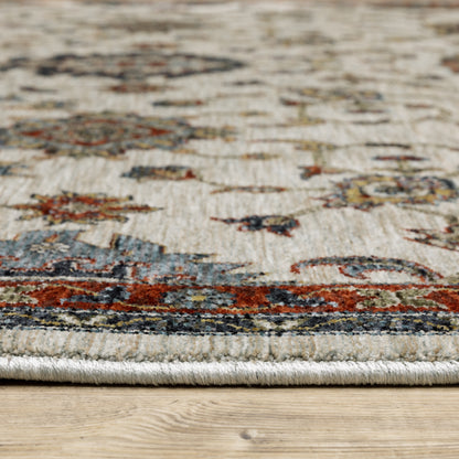 Aberdeen Floral Ivory/ Multi Oriental Cut Pile Rug