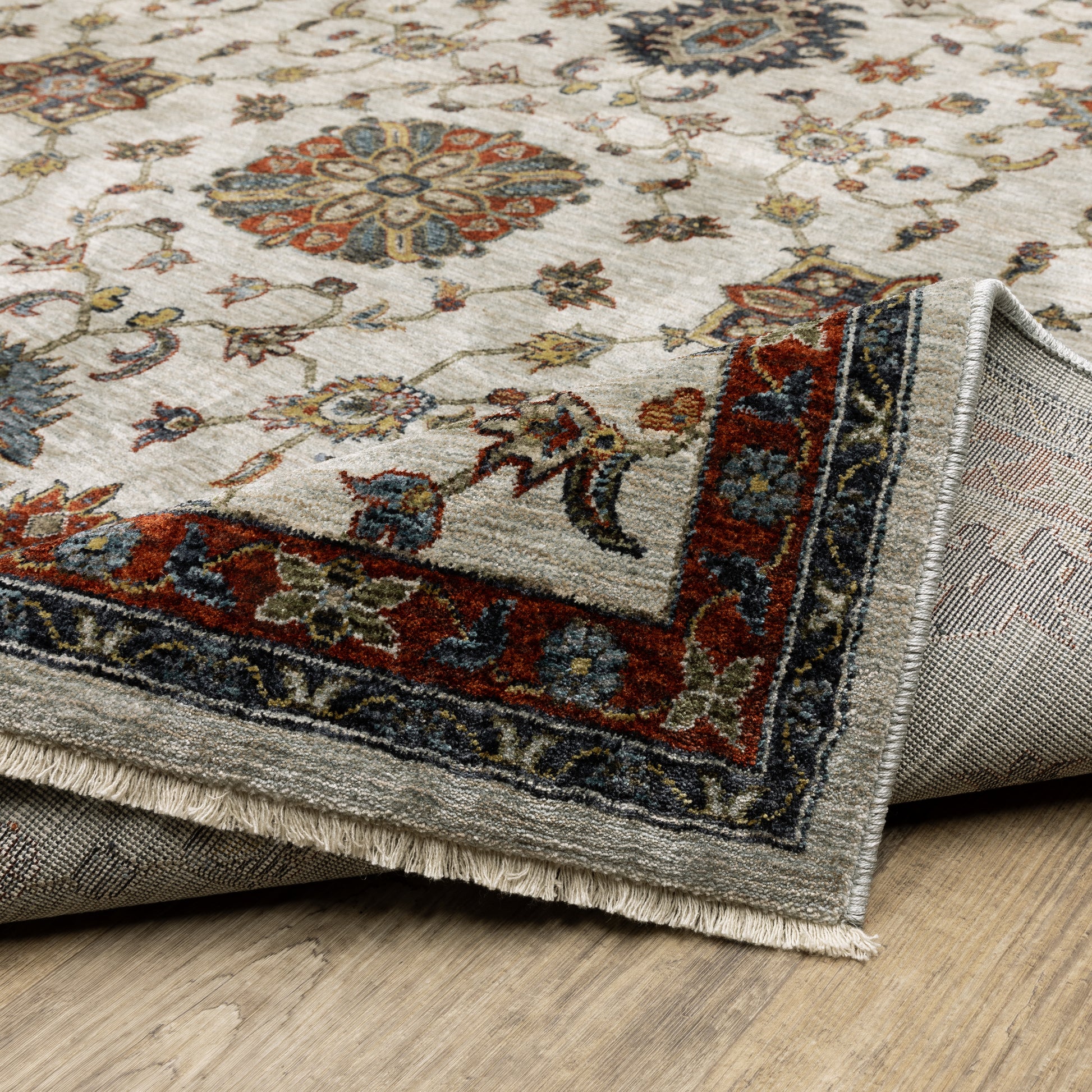 Aberdeen Floral Ivory/ Multi Oriental Cut Pile Rug