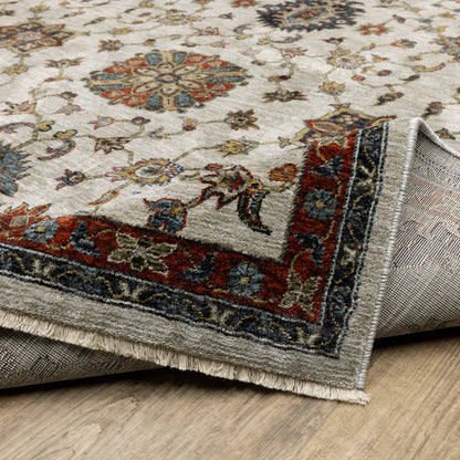 Aberdeen Floral Ivory/ Multi Oriental Cut Pile Rug