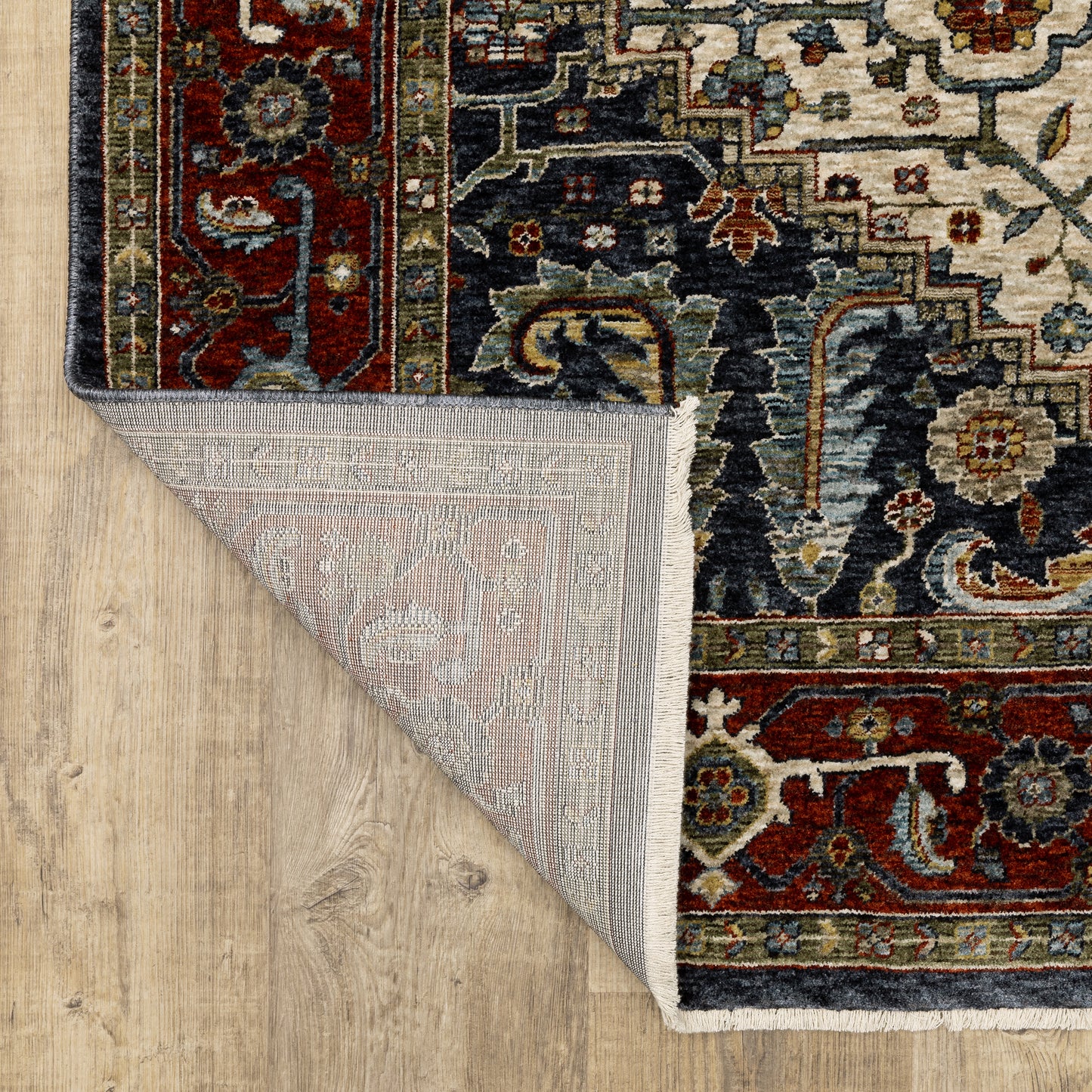 Aberdeen Floral Ivory/ Red Oriental Cut Pile Rug