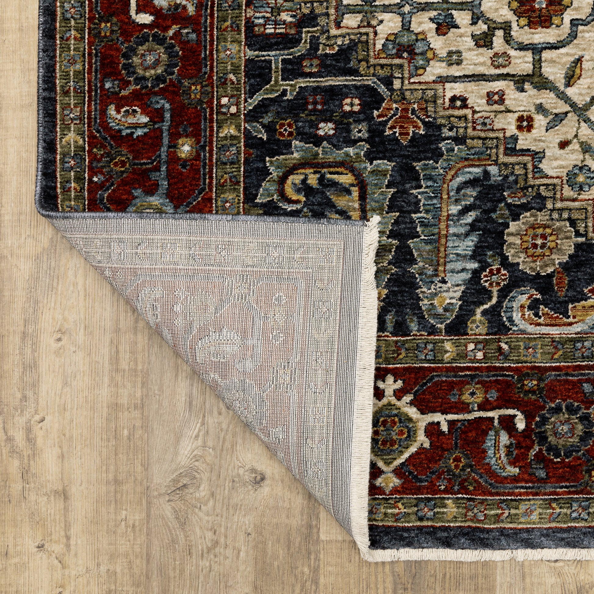 Aberdeen Floral Ivory/ Red Oriental Cut Pile Rug