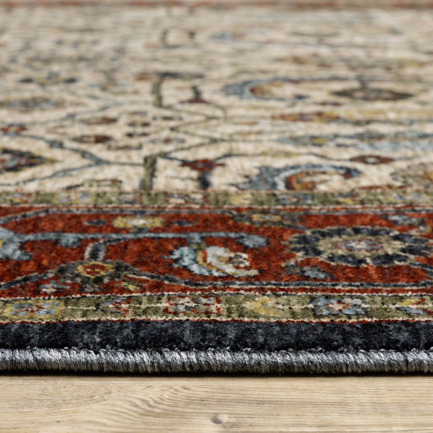 Aberdeen Floral Ivory/ Red Oriental Cut Pile Rug