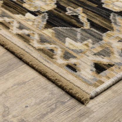 Acacia Medallion Brown/ Grey Floral Cut Pile Rug