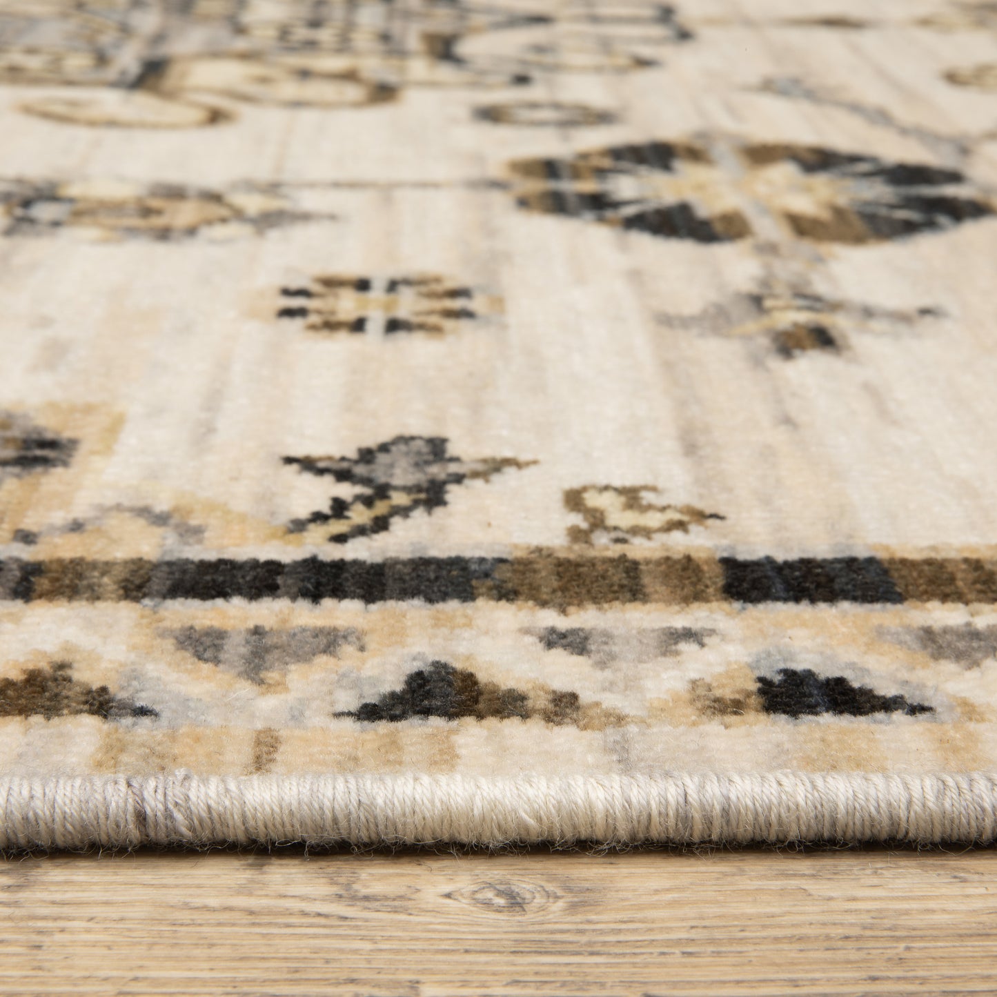 Acacia Medallion Brown/ Grey Floral Cut Pile Rug
