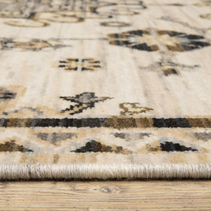 Acacia Medallion Brown/ Grey Floral Cut Pile Rug