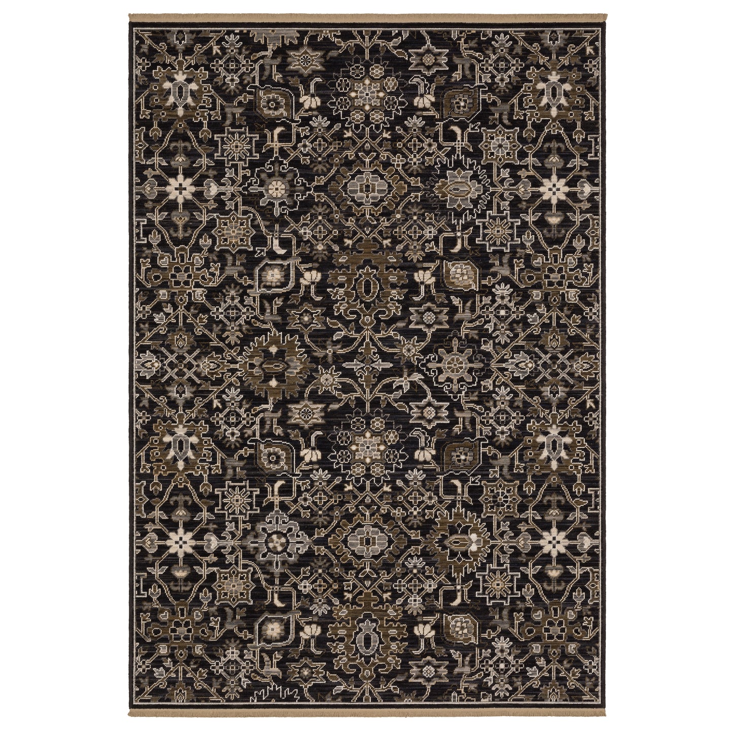 Acacia ACA05 Black Floral Rug