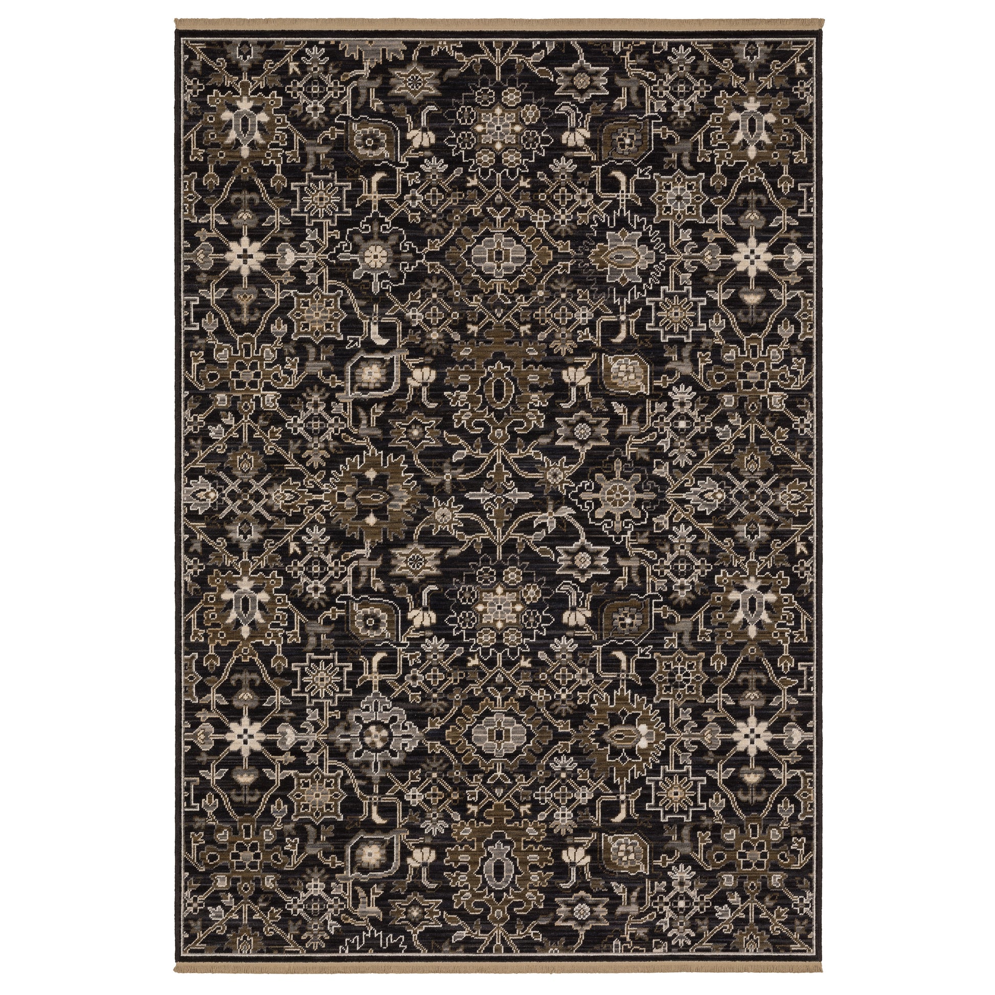 Acacia ACA05 Black Floral Rug