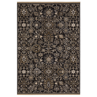 Acacia ACA05 Black Floral Rug