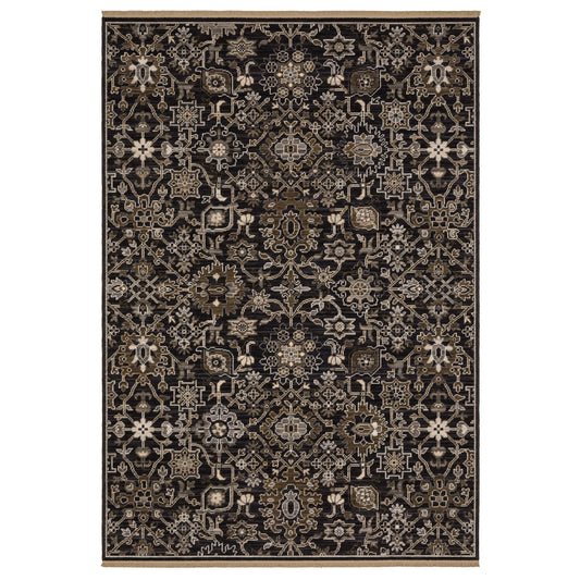 Acacia ACA05 Black Floral Rug