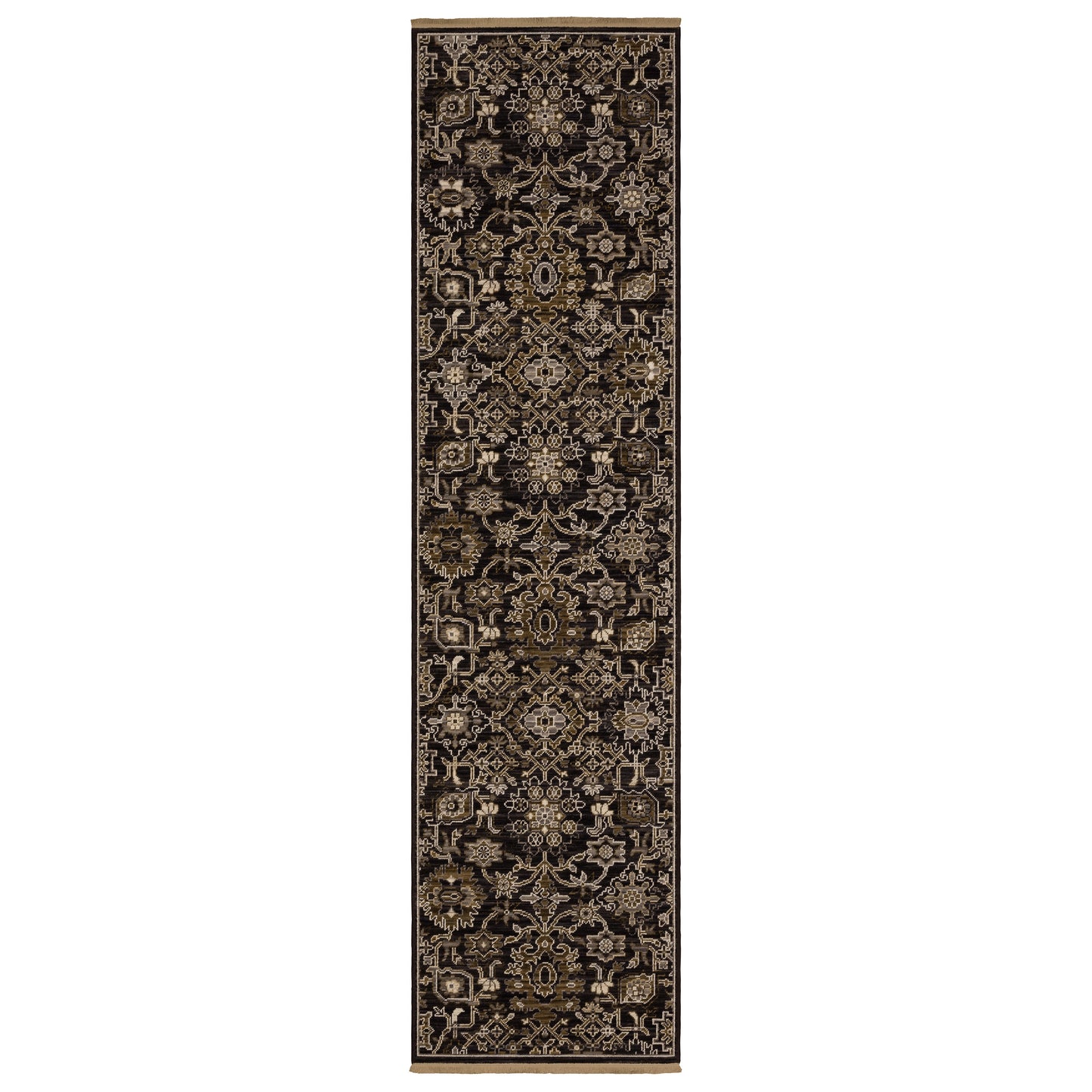 Acacia Aca05 Black/ Tan Floral Oriental Rug