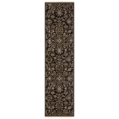 Acacia Aca05 Black/ Tan Floral Oriental Rug