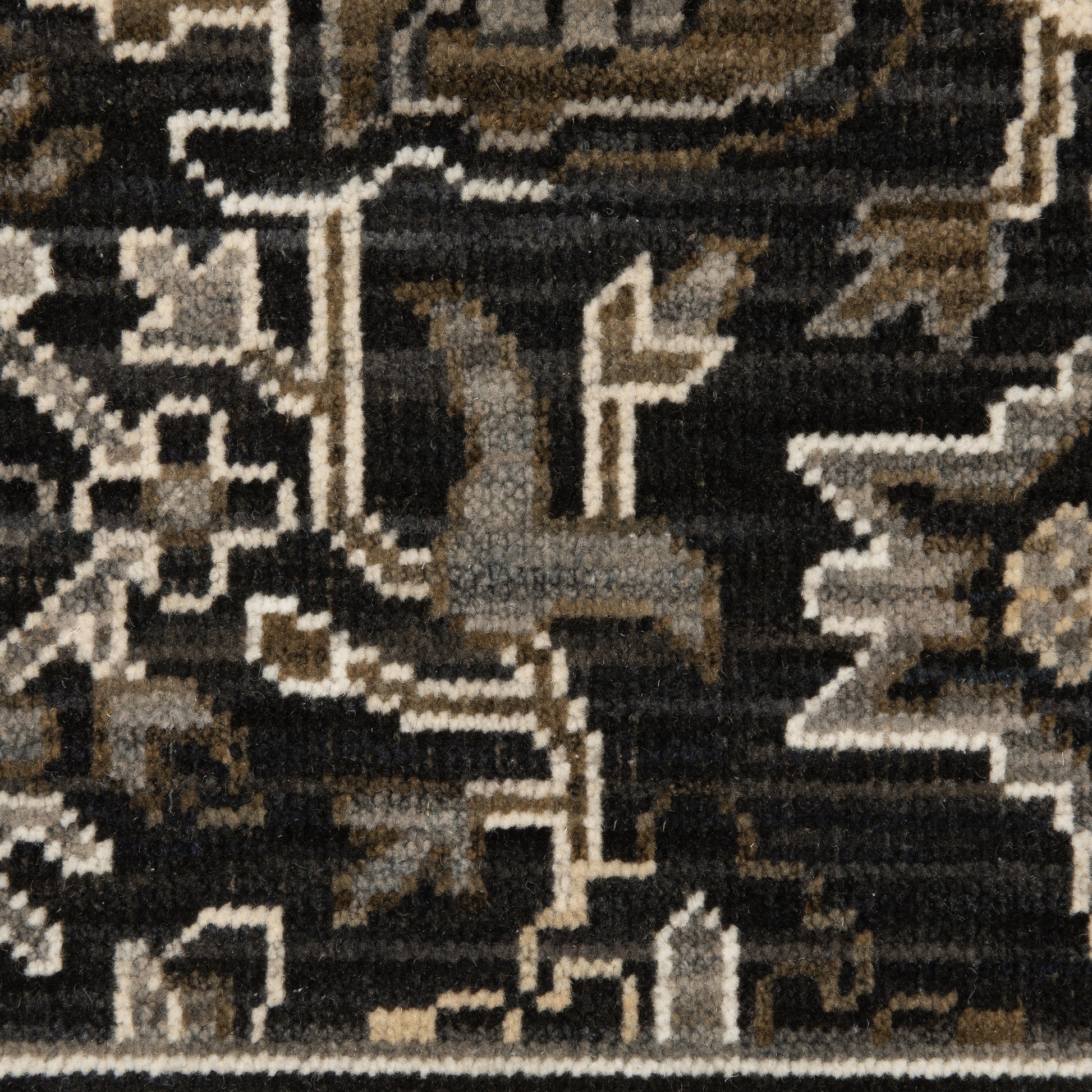 Acacia Floral Black/ Tan Oriental Cut Pile Rug
