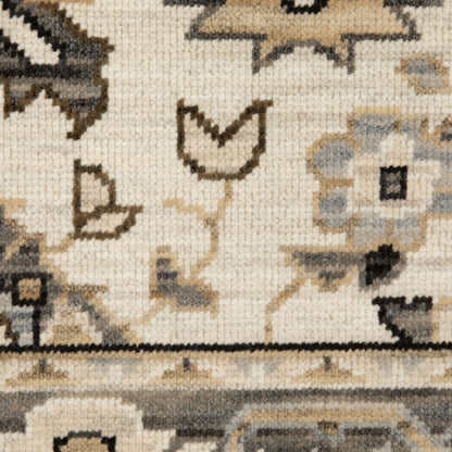 Acacia Floral Beige/ Grey Oriental Cut Pile Rug