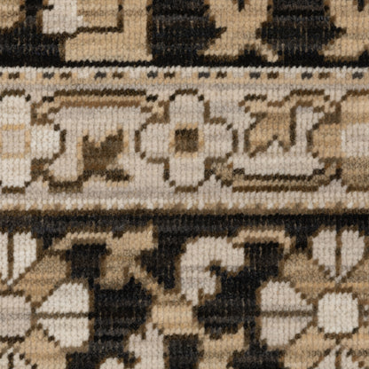 Acacia Oriental Black/ Beige Floral Cut Pile Rug