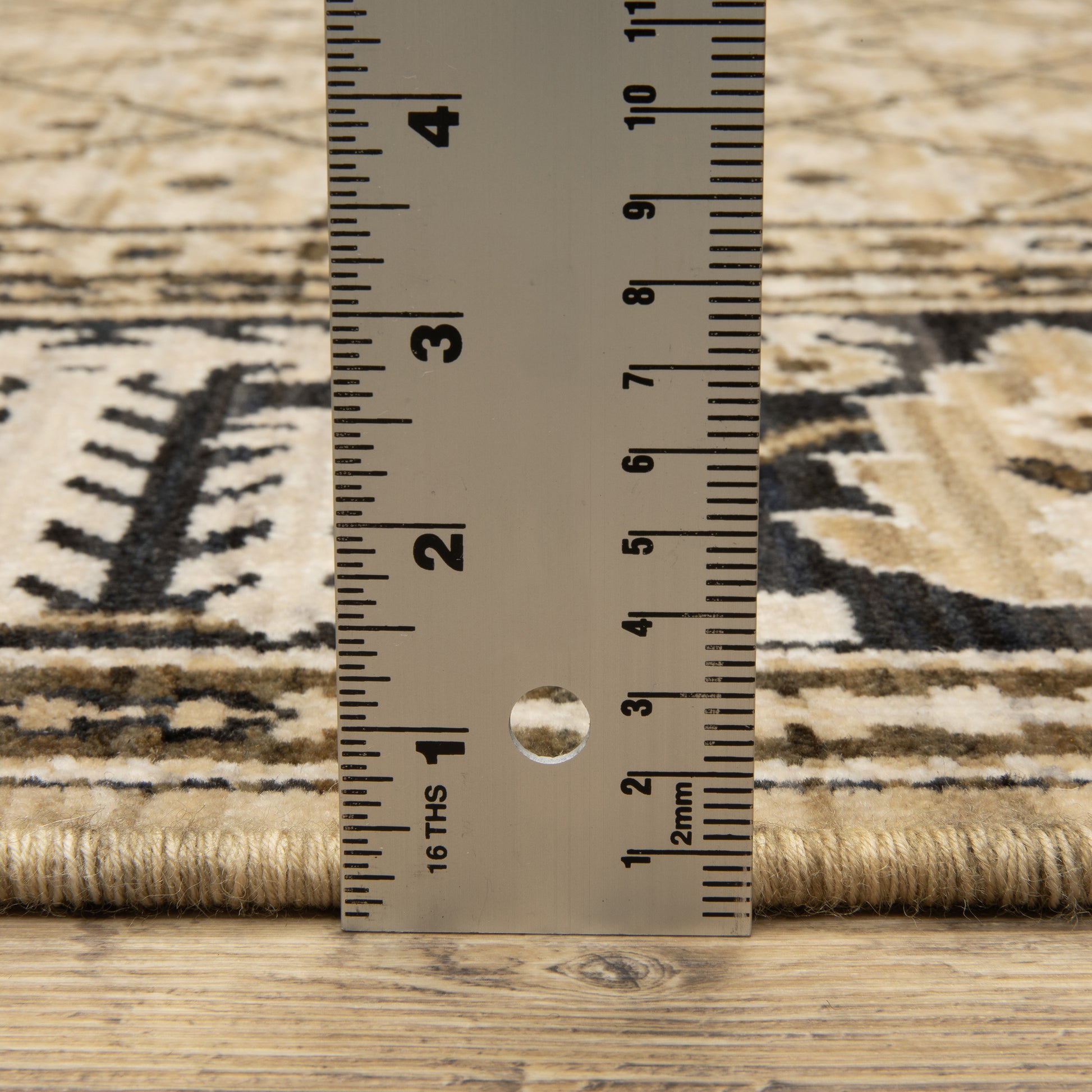 Acacia Geometric Tan/ Black Oriental Cut Pile Rug
