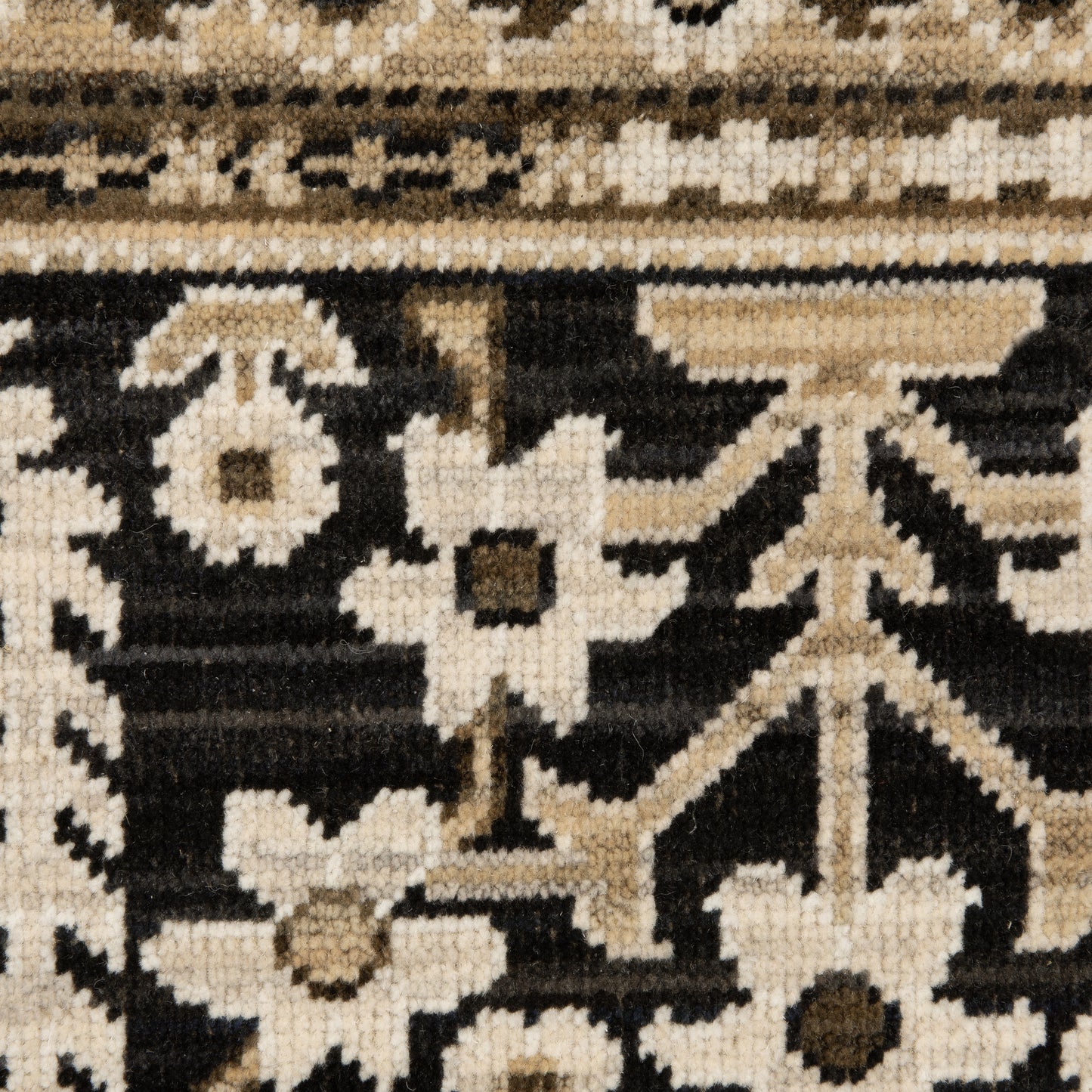Acacia Geometric Tan/ Black Oriental Cut Pile Rug