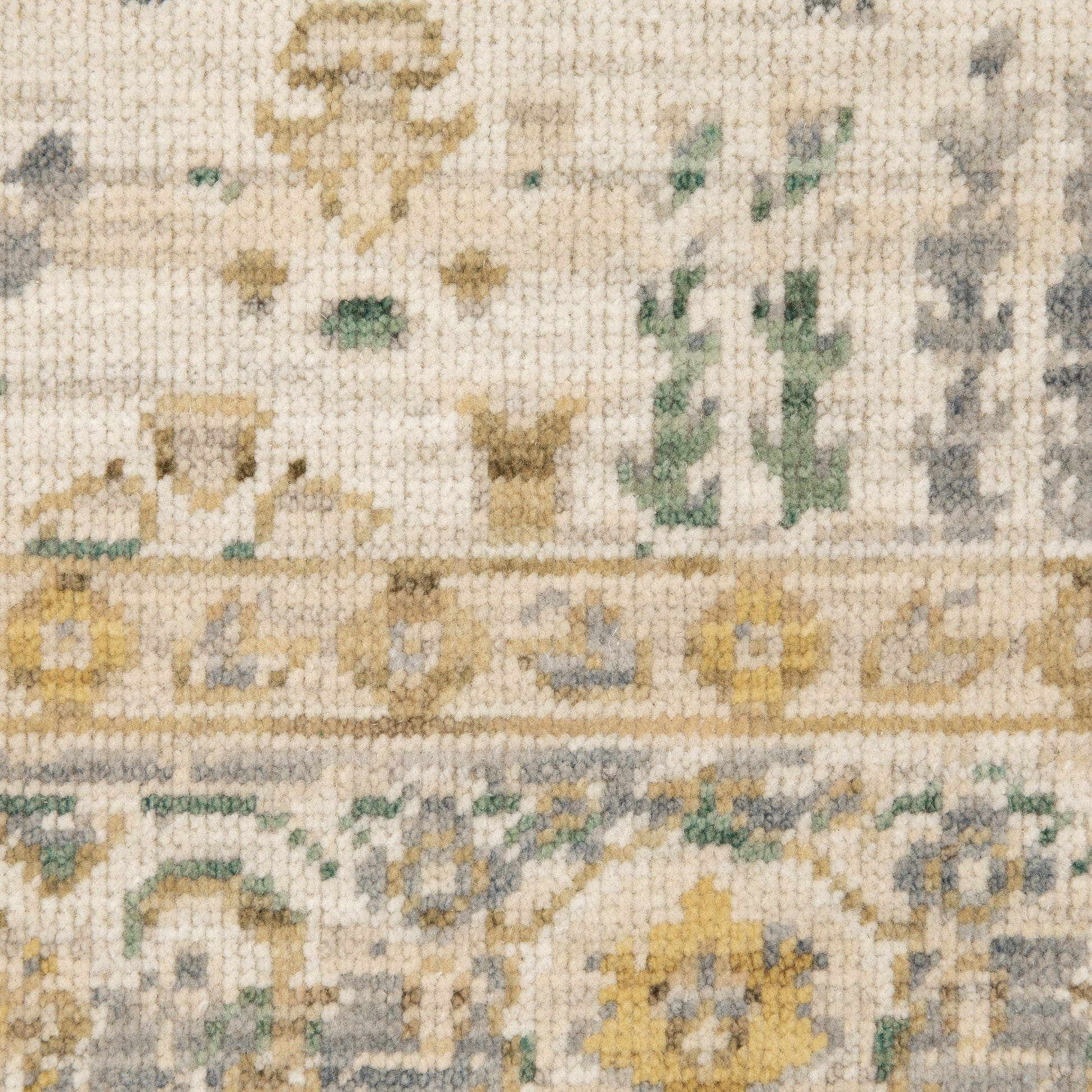 Acacia Floral Beige/ Green Oriental Cut Pile Rug