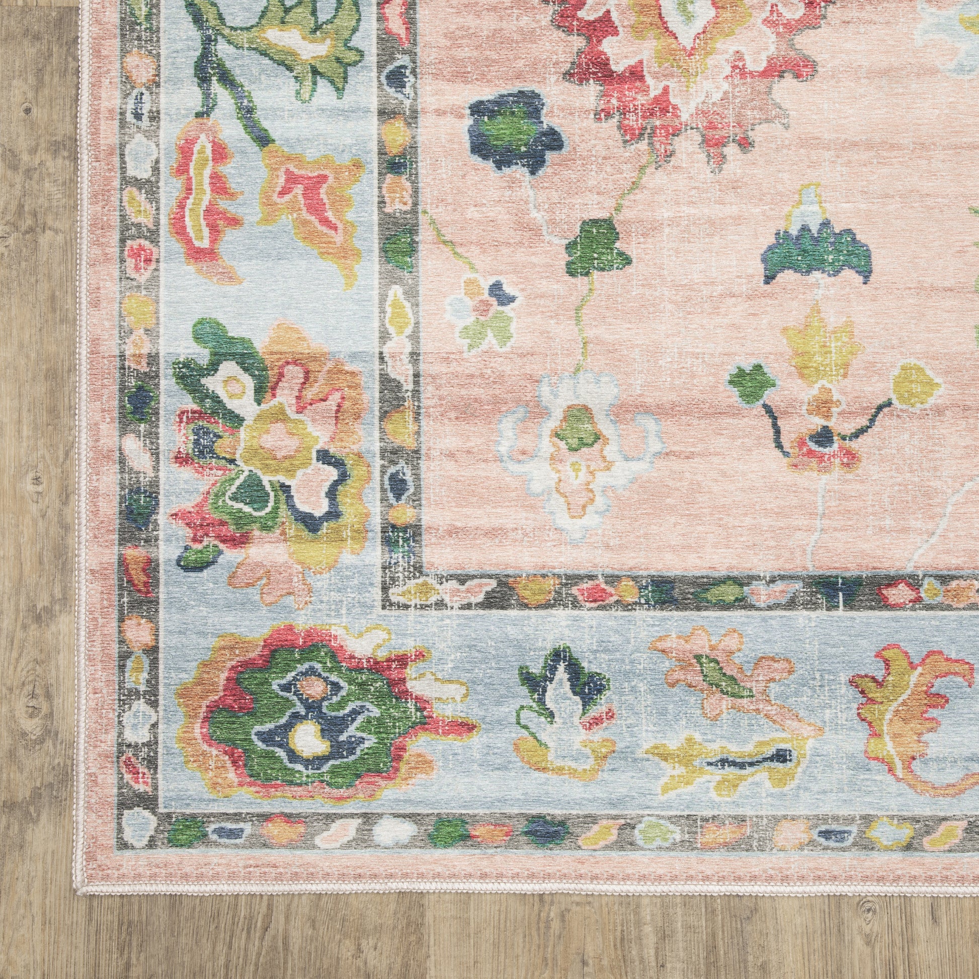 Addison Distressed Pink/ Blue Oriental Flat Weave Rug