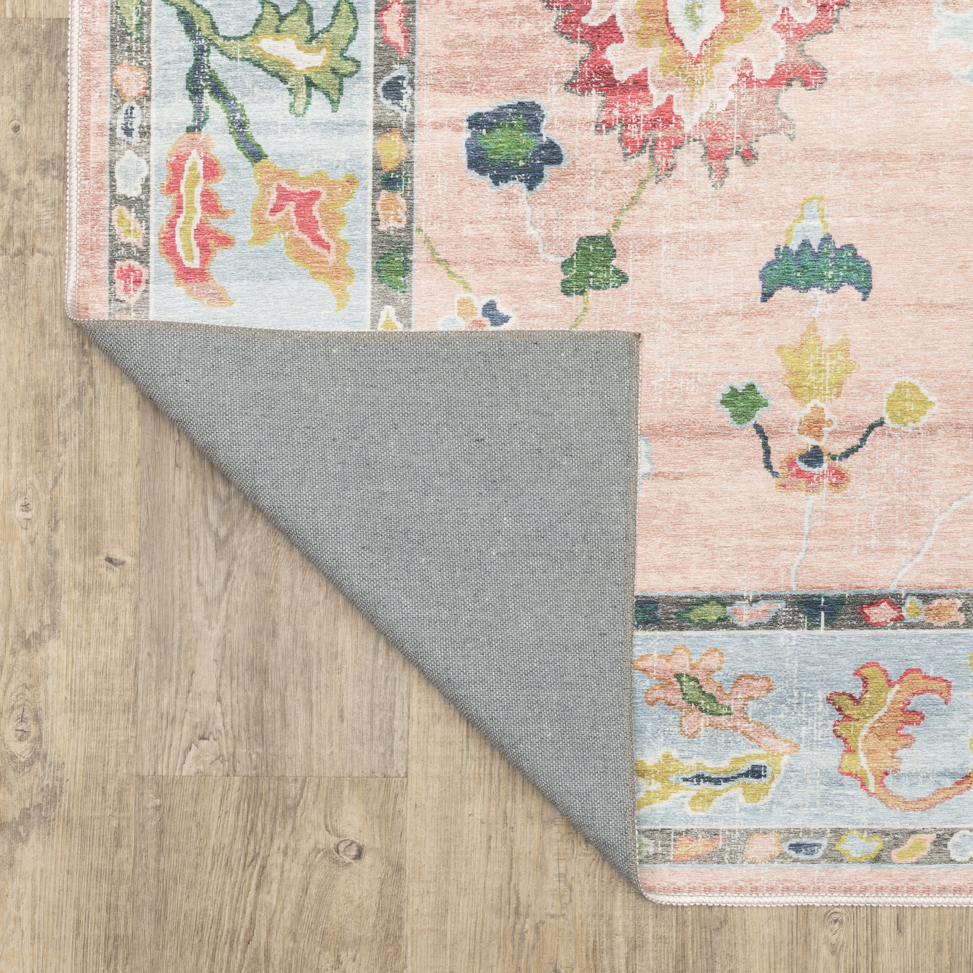 Addison Distressed Pink/ Blue Oriental Flat Weave Rug