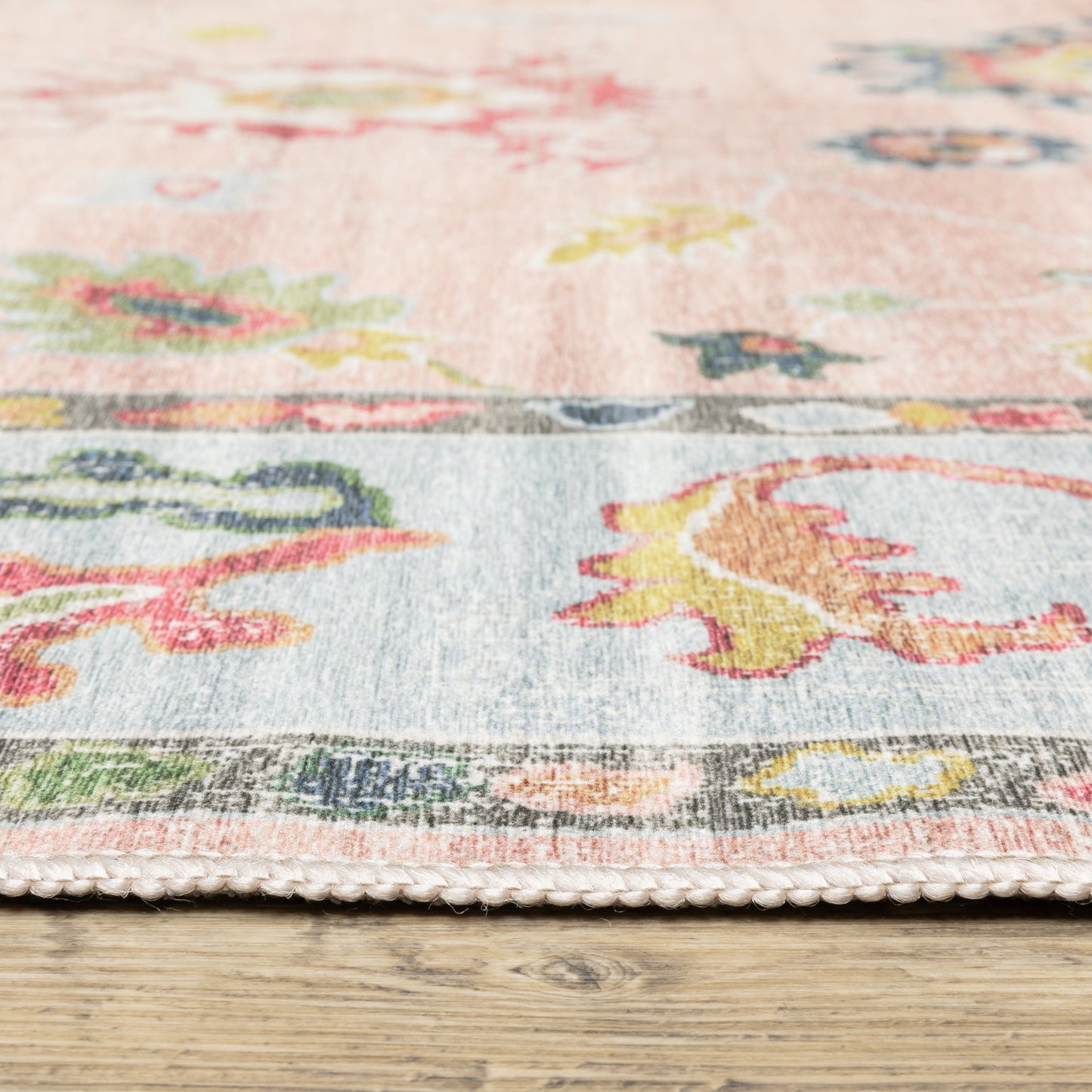 Addison Distressed Pink/ Blue Oriental Flat Weave Rug
