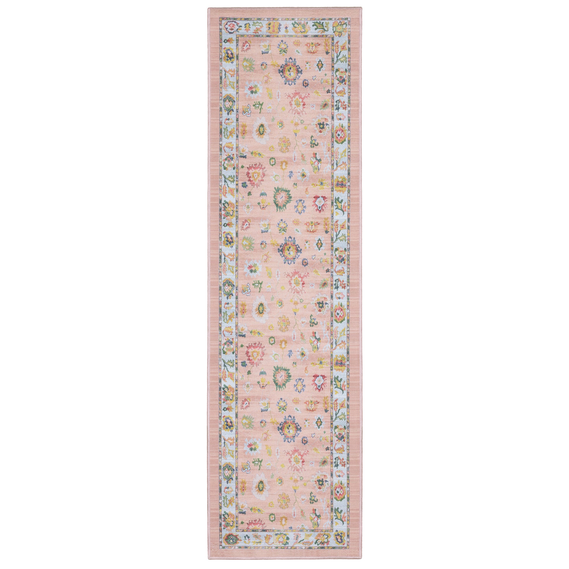 Addison Distressed Pink/ Blue Oriental Flat Weave Rug