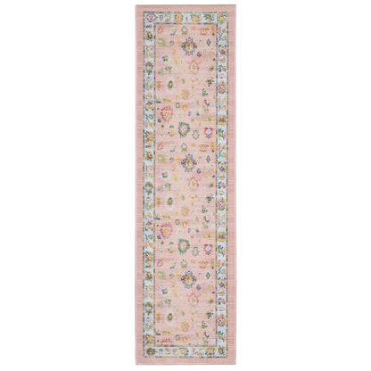 Addison Distressed Pink/ Blue Oriental Flat Weave Rug