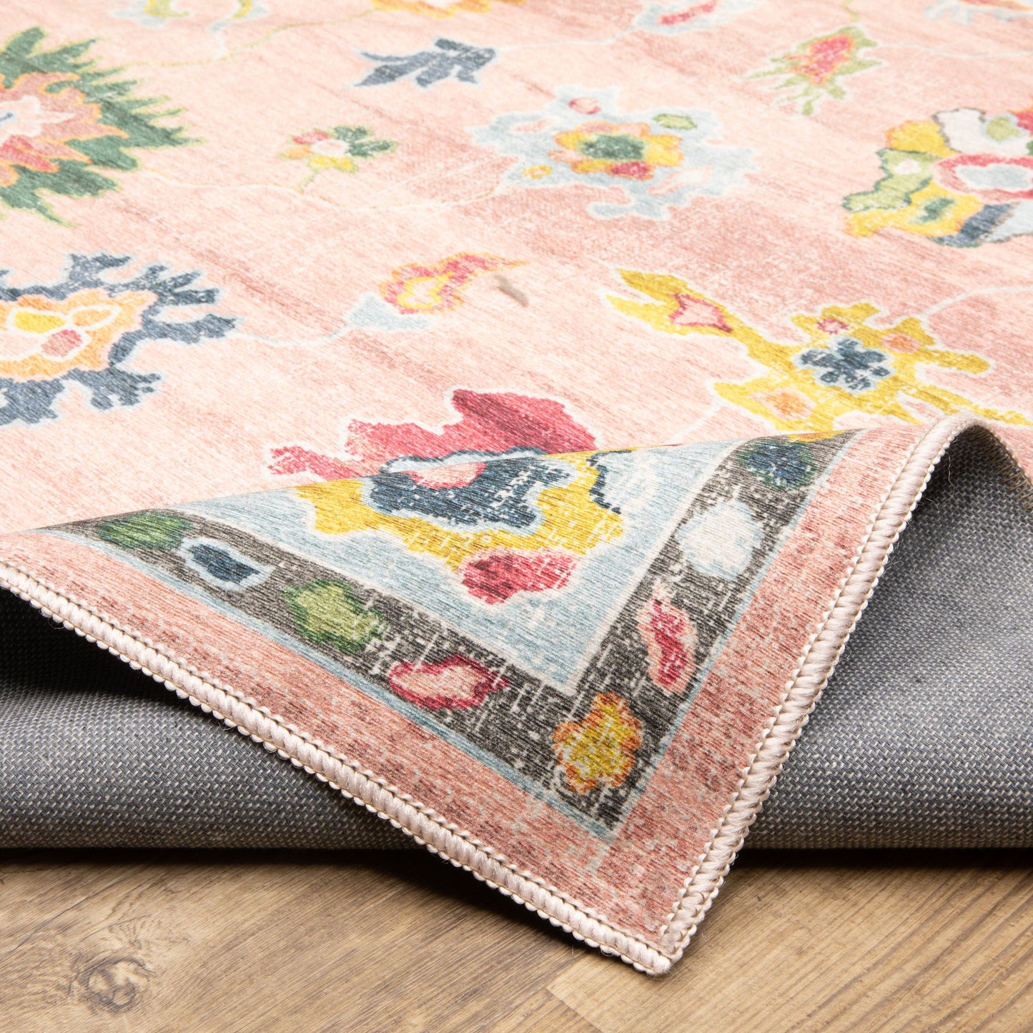 Addison Distressed Pink/ Blue Oriental Flat Weave Rug