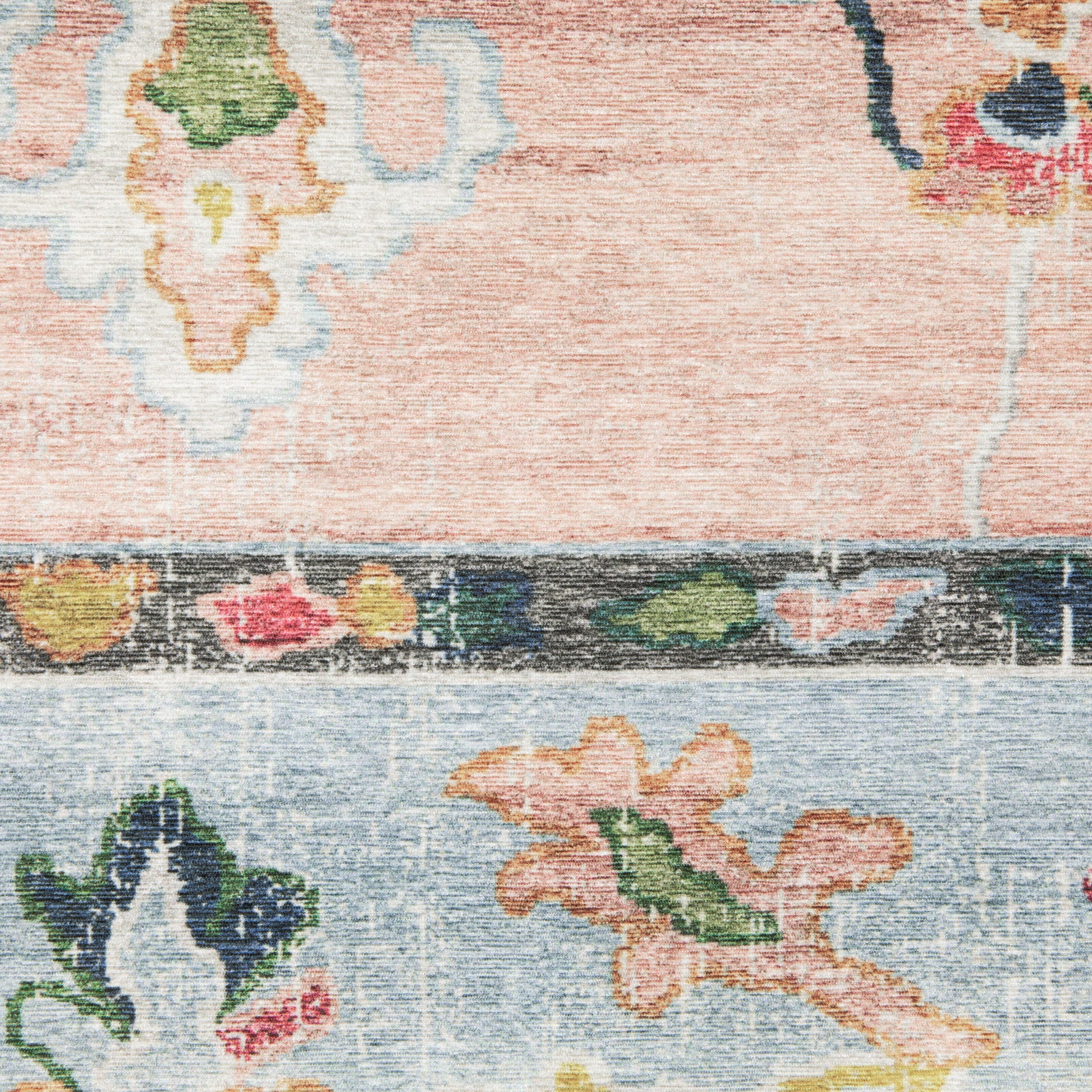 Addison Distressed Pink/ Blue Oriental Flat Weave Rug