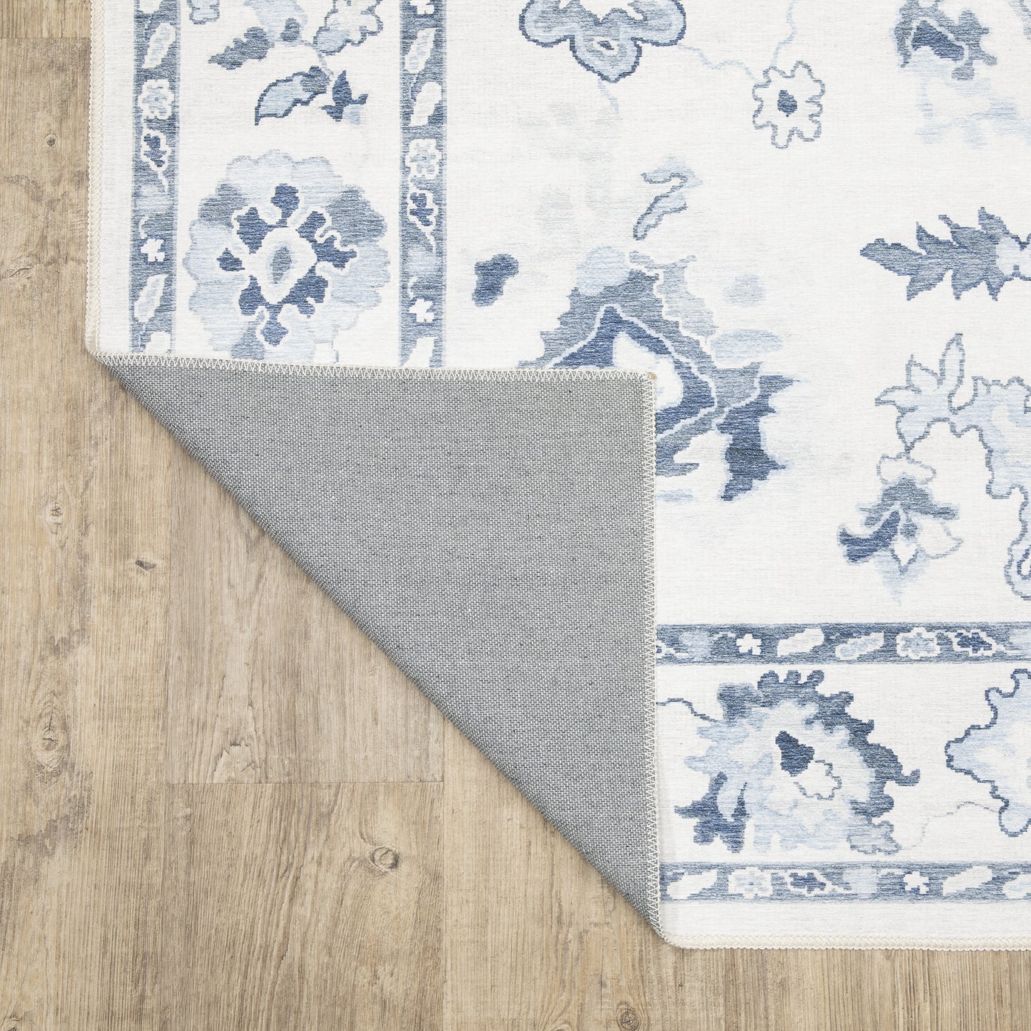 Addison Distressed Ivory/ Blue Oriental Flat Weave Rug