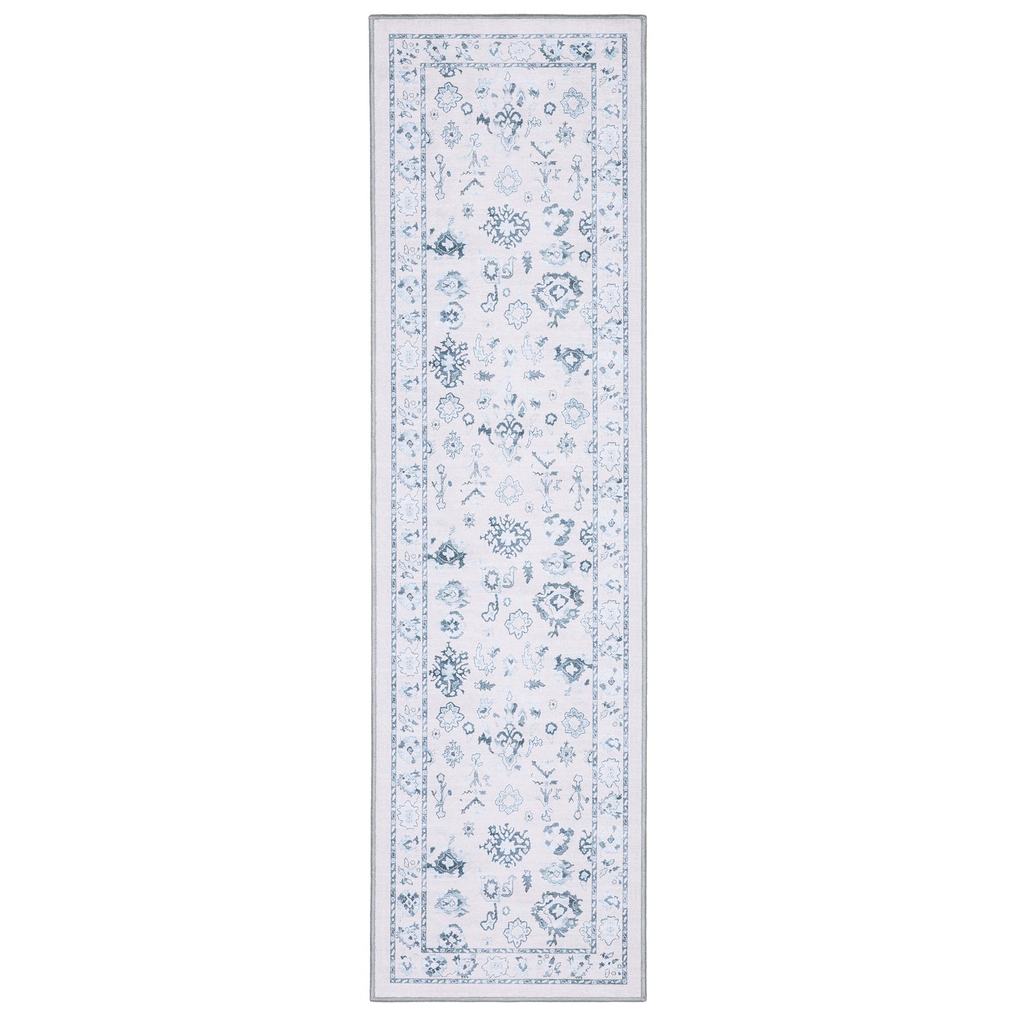 Addison Distressed Ivory/ Blue Oriental Flat Weave Rug