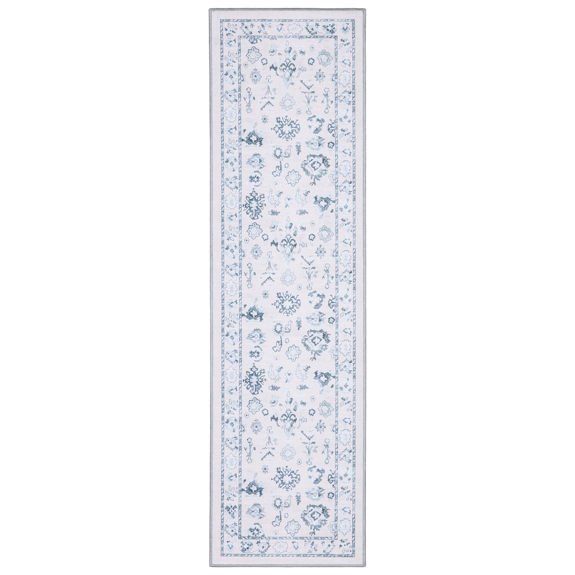 Addison Distressed Ivory/ Blue Oriental Flat Weave Rug