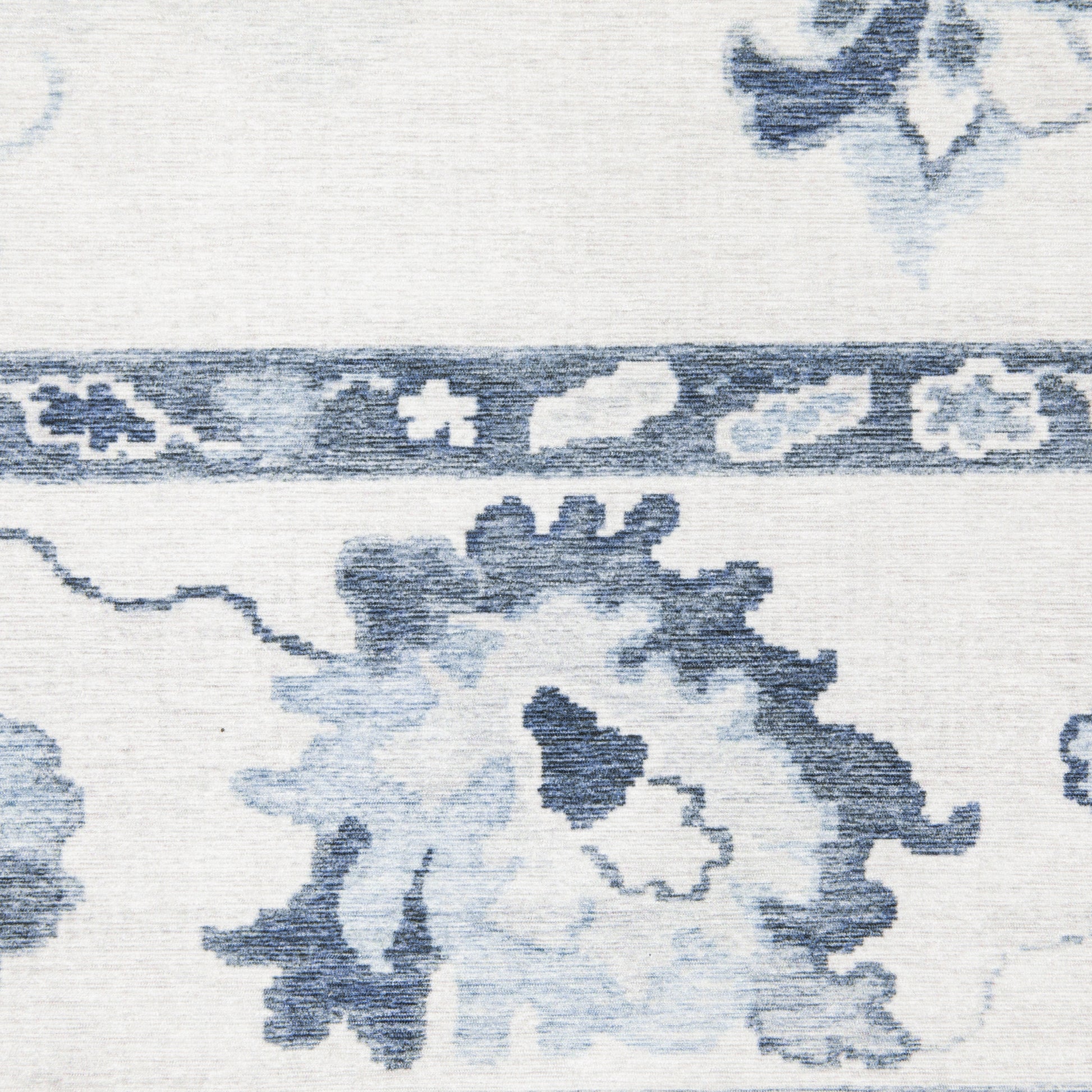 Addison Distressed Ivory/ Blue Oriental Flat Weave Rug