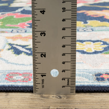 Addison Floral Blue/ Multi Oriental Flat Weave Rug