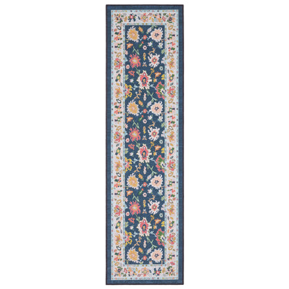 Addison Floral Blue/ Multi Oriental Flat Weave Rug
