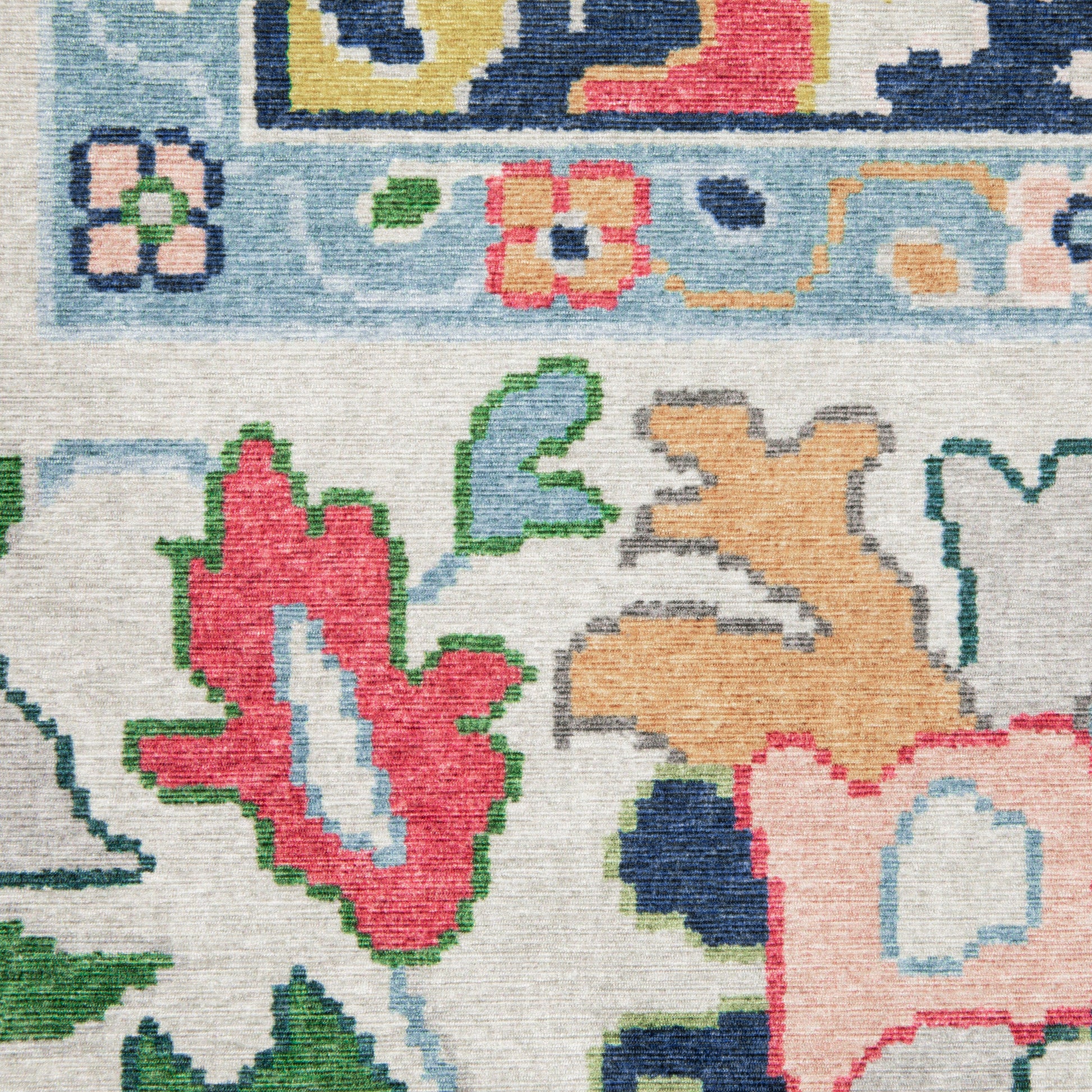 Addison Floral Blue/ Multi Oriental Flat Weave Rug