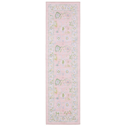 Addison Distressed Pink/ Green Oriental Flat Weave Rug