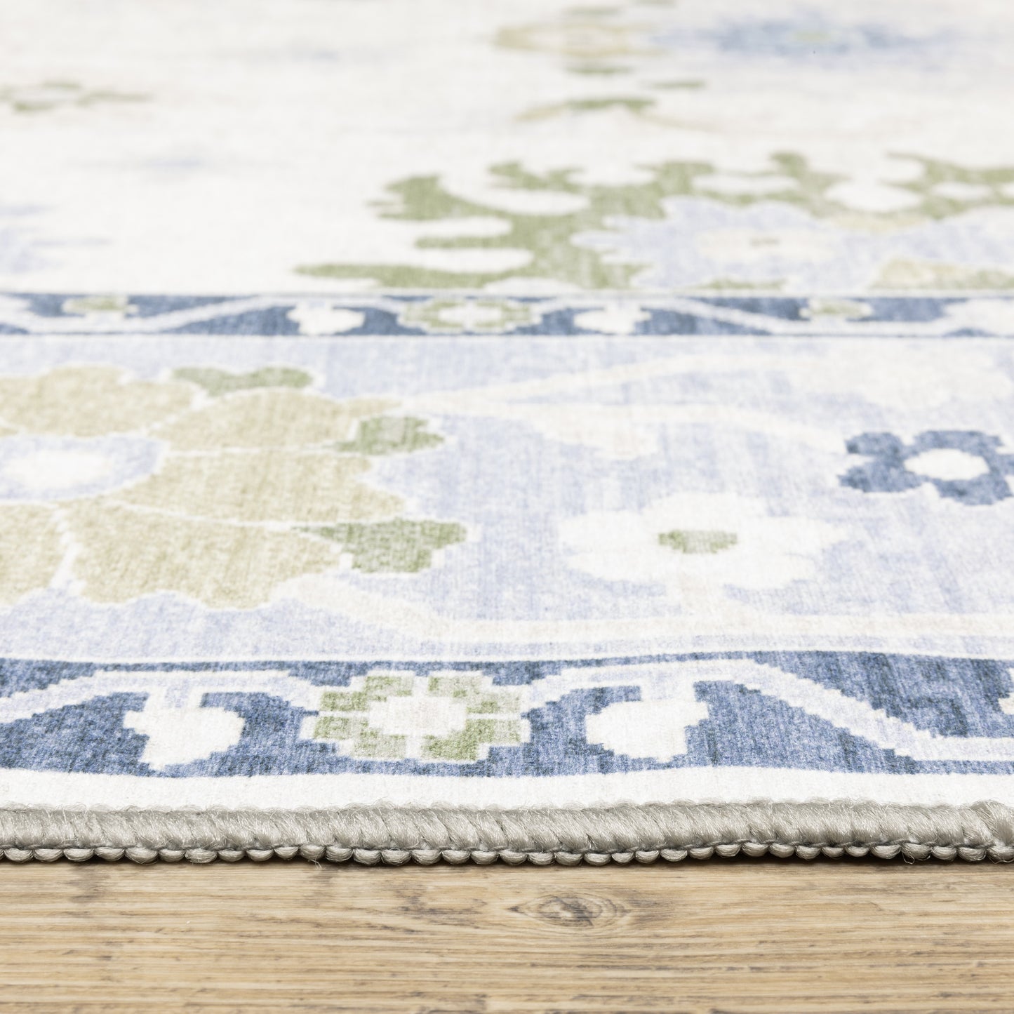 Addison Floral Blue/ Green Oriental Flat Weave Rug