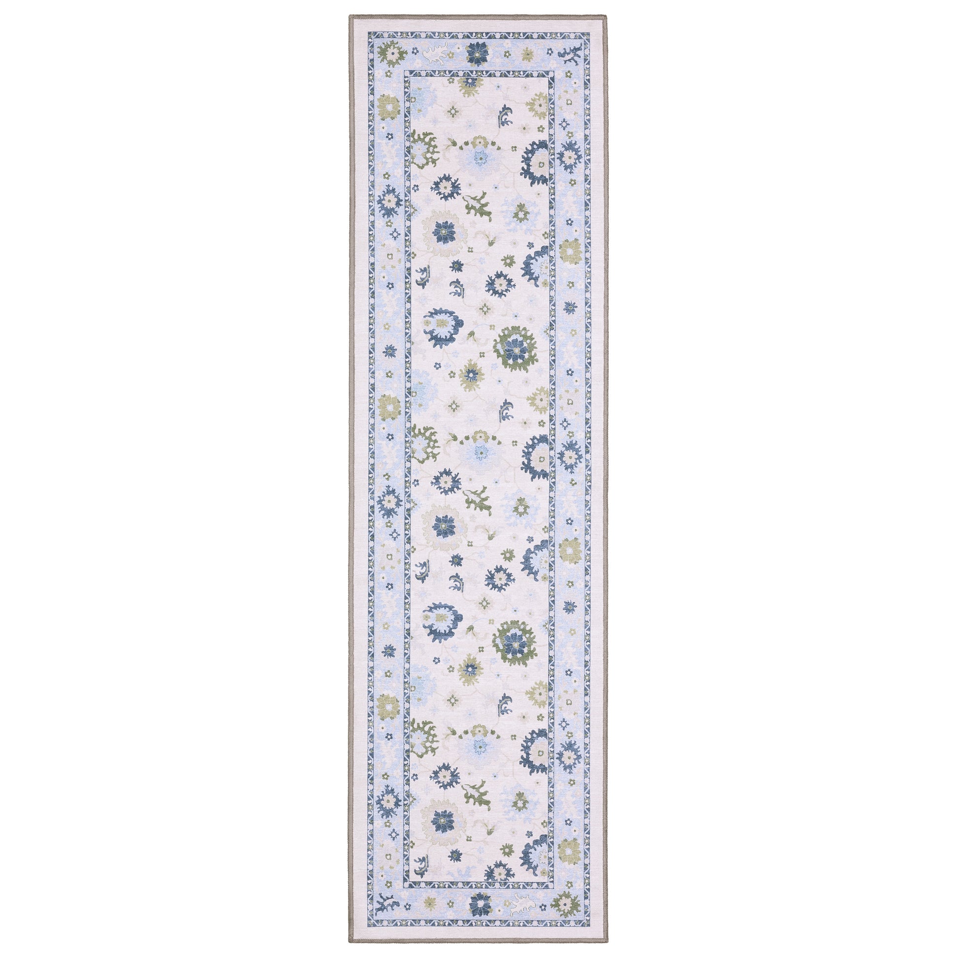 Addison Floral Blue/ Green Oriental Flat Weave Rug