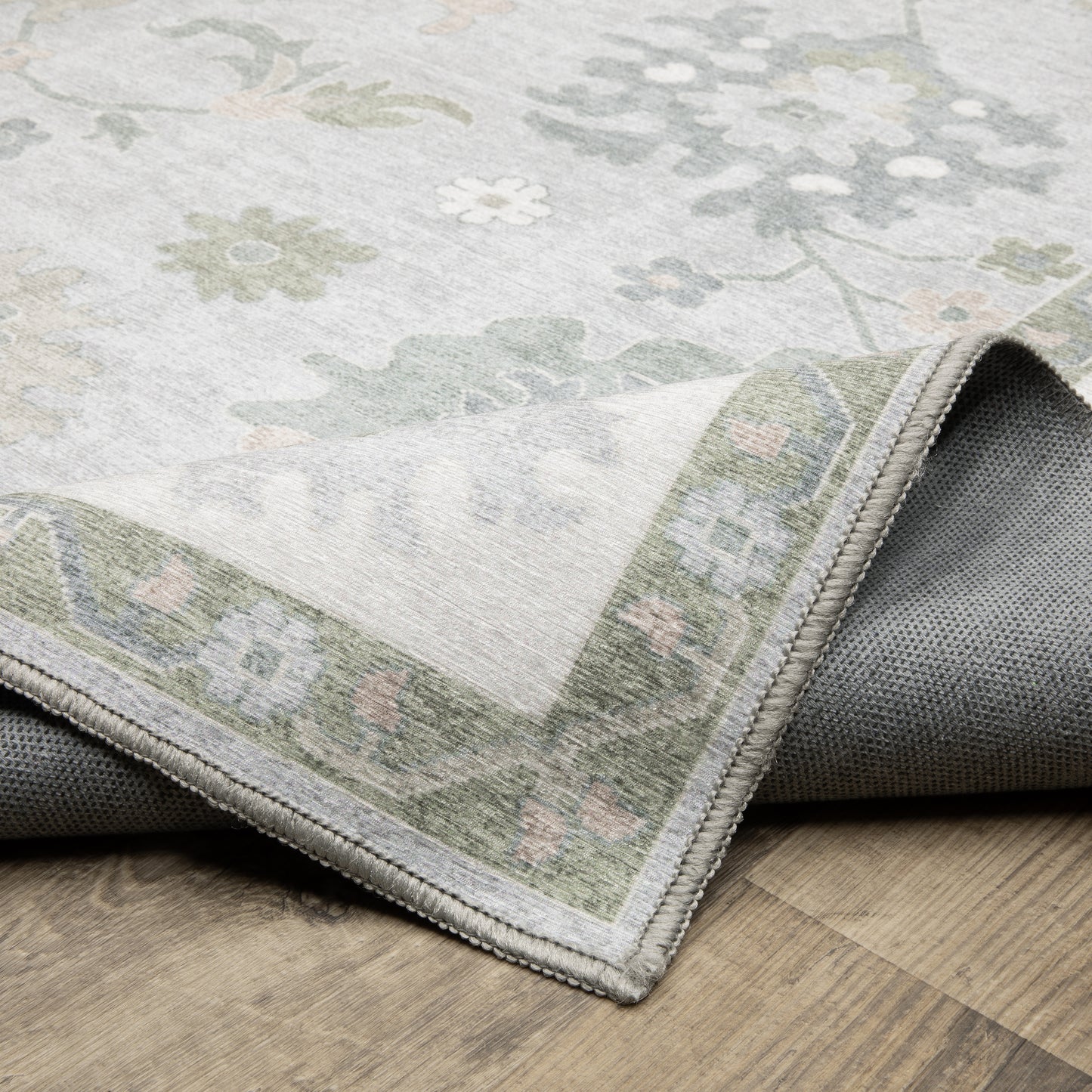 Addison Floral Blue/ Green Distressed Flat Weave Rug