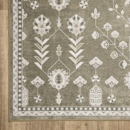 Addison Floral Brown/ Ivory Flat Weave Rug