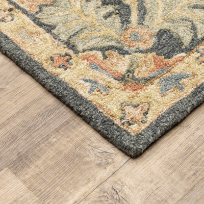 Alfresco Medallion Blue/ Green Oriental Loop Pile Rug